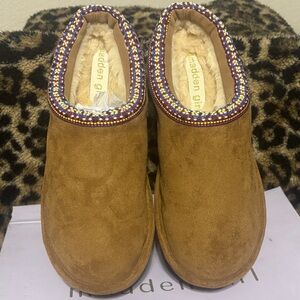 Madden Girl Brown Beaded Mules
